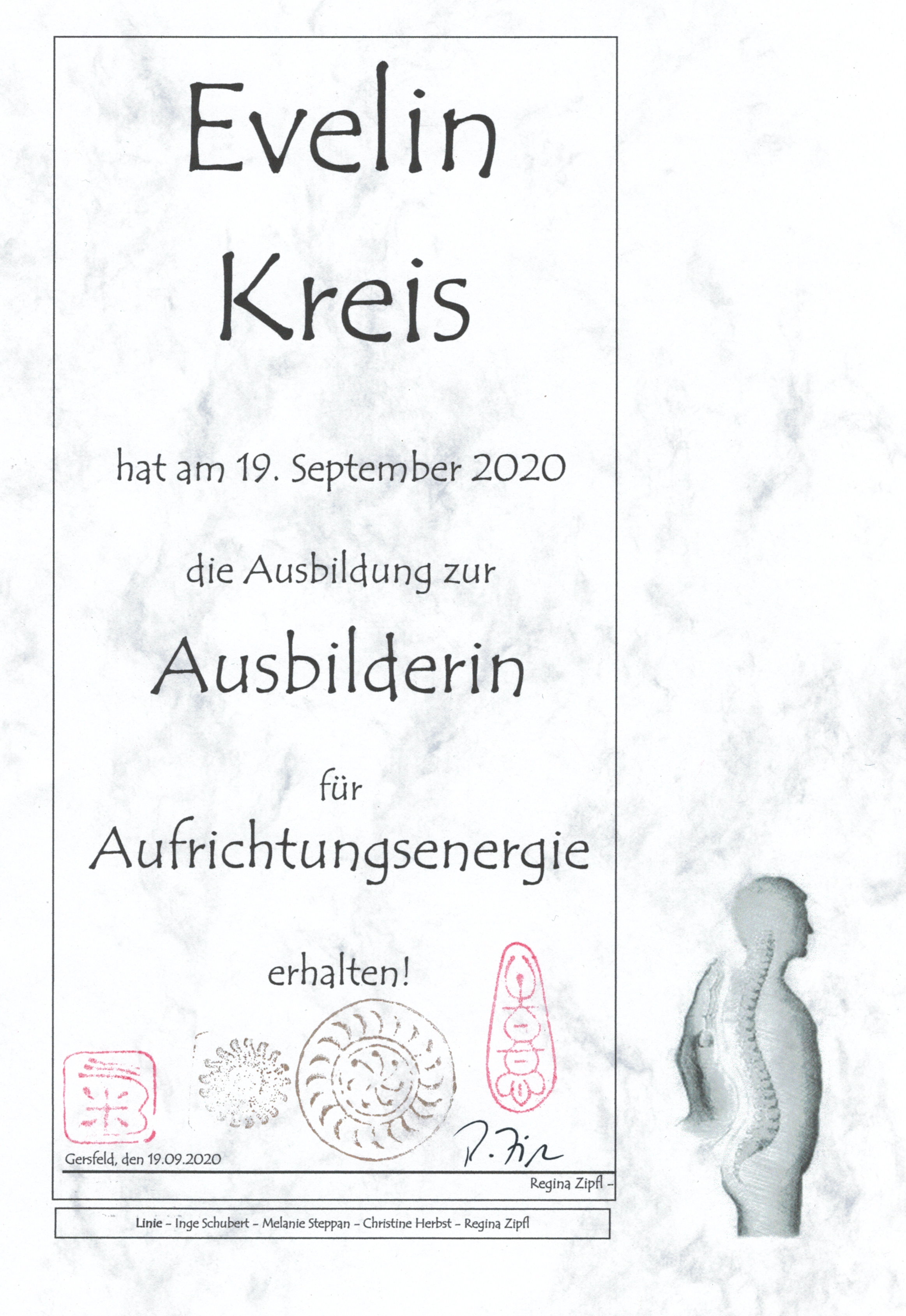 Evelin Ausbildung Aufrichtungsenergie